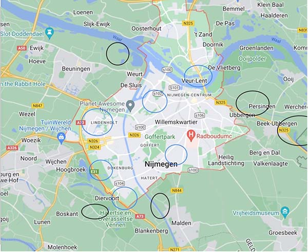 Poelenwerkgroep Nijmegen kaart